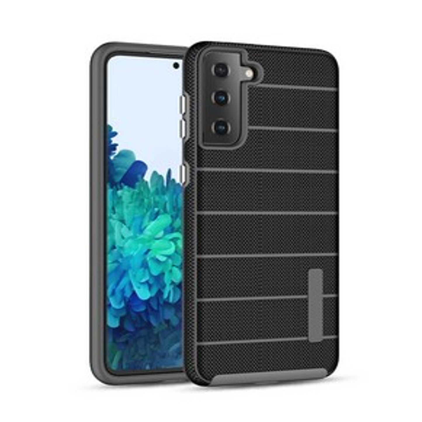 For Apple iPhone 11 (6.1") Texture Brushed Line Shockproof Rugged Shield Non-Slip Hybrid Dual Layers Soft TPU + Hard PC Back Black Phone Case Cover