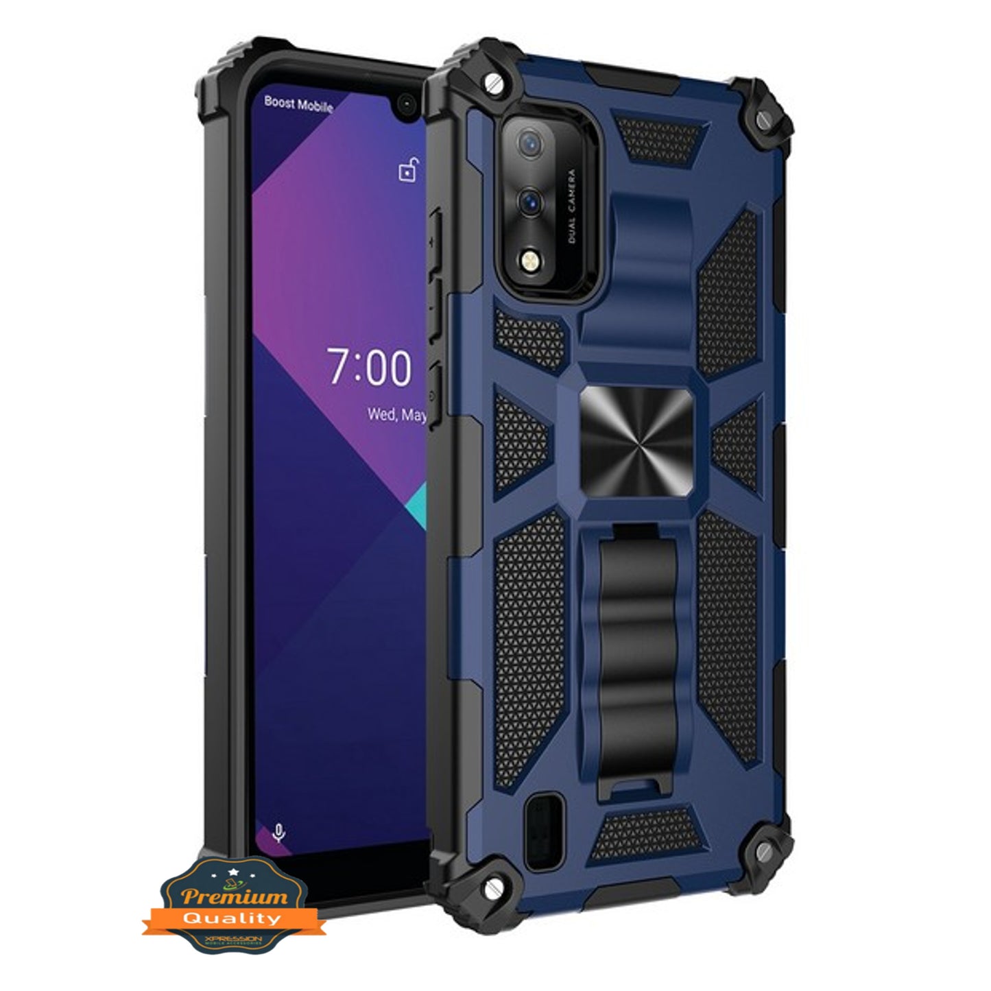 For Motorola Moto Edge 2021 Built in Magnetic Kickstand, Military Hybrid Bumper Heavy Duty Dual Layers Rugged Protective  Phone Case Cover