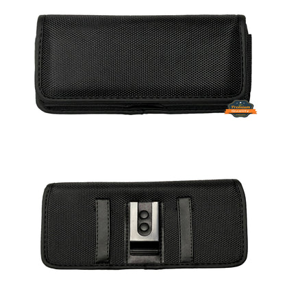 For Nokia C200 Pouch Case Universal Horizontal Canvas with Credit Card ID Slot and Belt Clip Loop Holster Cell Phone Holder Cover [Black]