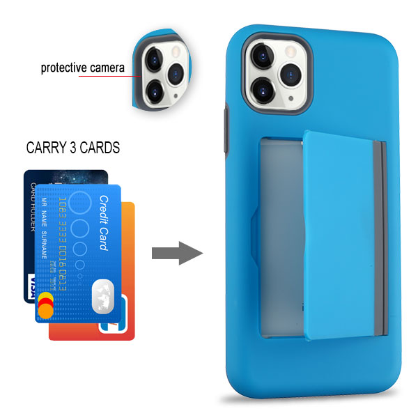 Apple iPhone 11 Pro Credit Card Wallet Back Storage Invisible Pocket Dual Layer Hard PC TPU Hybrid Protective