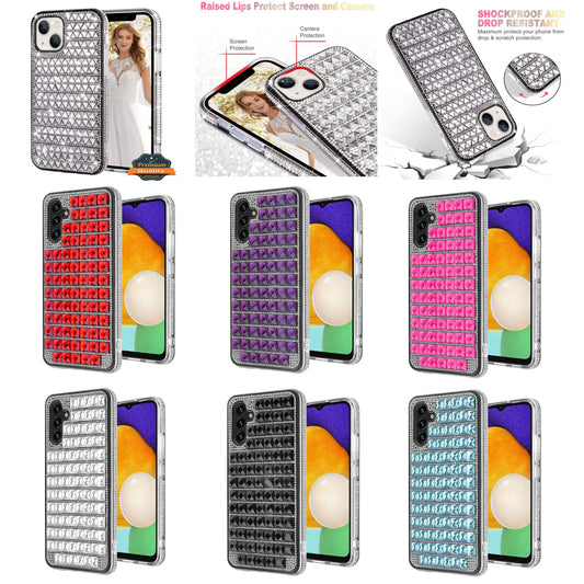 For Samsung Galaxy S22+ Plus Diamonds Sparkle 3D Crystal Glitter Bling Shiny Rhinestone Hybrid Bumper Protective  Phone Case Cover