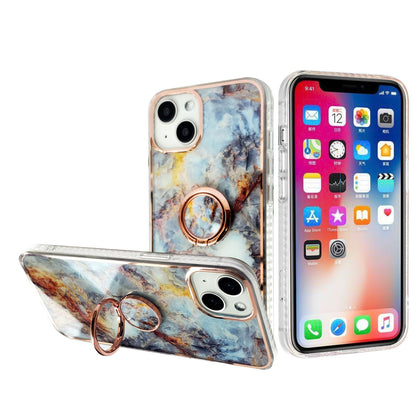 For Apple iPhone 11 (6.1") Pattern Fashion Design Chromed Edge IMD with Ring Kickstand Hybrid TPU Hard Back  Phone Case Cover