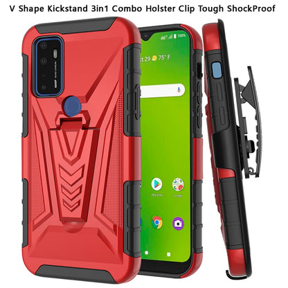 For AT&T Radiant Max 5G (6.8") 3 in 1 Rugged Swivel Belt Clip Holster Heavy Duty Tuff Hybrid Armor Rubber with Kickstand Stand  Phone Case Cover