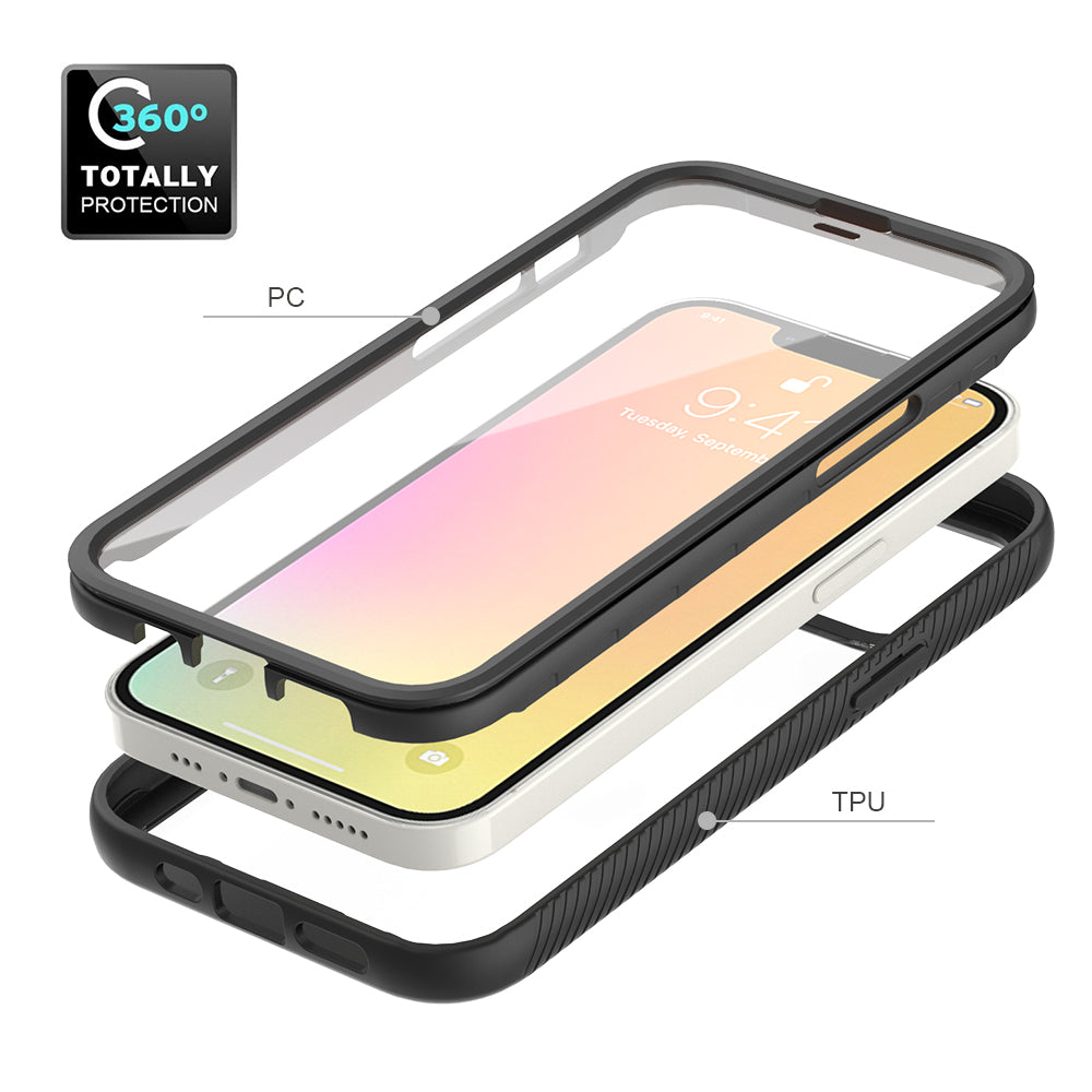 For Apple iPhone 11 /12 /Pro Max Hybrid 360° Full Body Protective with Built-in Screen Protector Shockproof Bumper TPU Armor  Phone Case Cover