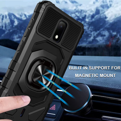 For Nokia C200 Full-Body 2in1 Magnetic Car Mount Metal Ring Holder Kickstand Heavy Duty Hybrid Armor Defender  Phone Case Cover