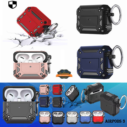 For Apple AirPods Pro Sturdy Shockproof Protective Hybrid Durable Armor with Wireless Charging, Carabiner Keychain  Phone Case Cover