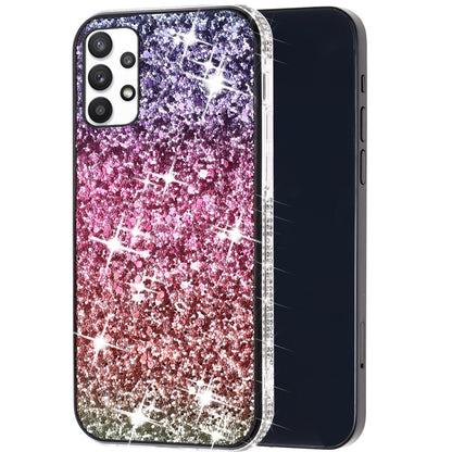 For Samsung Galaxy A33 5G Rhinestone Sparkling Rainbow Gradual Glitter Full Diamond Bling Protective Hybrid Rugged Slim Bumper  Phone Case Cover