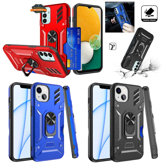 For Samsung Galaxy S22 /Plus Ultra Wallet Case Hybrid Ring Stand with Invisible Credit Card Holder Heavy Duty Slim Shockproof Rugged Hard  Phone Case Cover