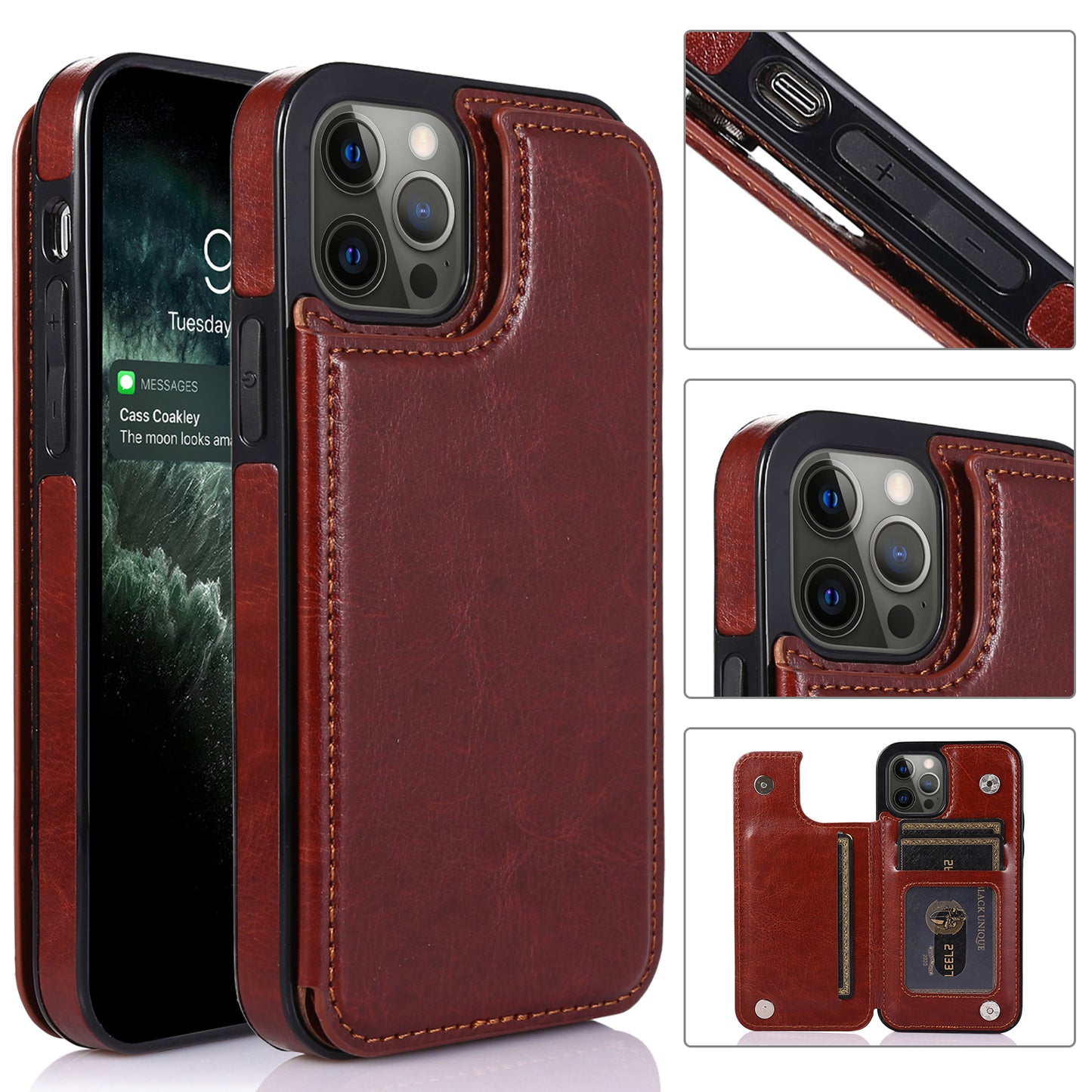 For Apple iPhone SE 2022 3rd/SE 2020/8/7 PU Leather with [Two Magnetic Clasp] [Card Slots] Stand Back Storage Wallet Flip  Phone Case Cover