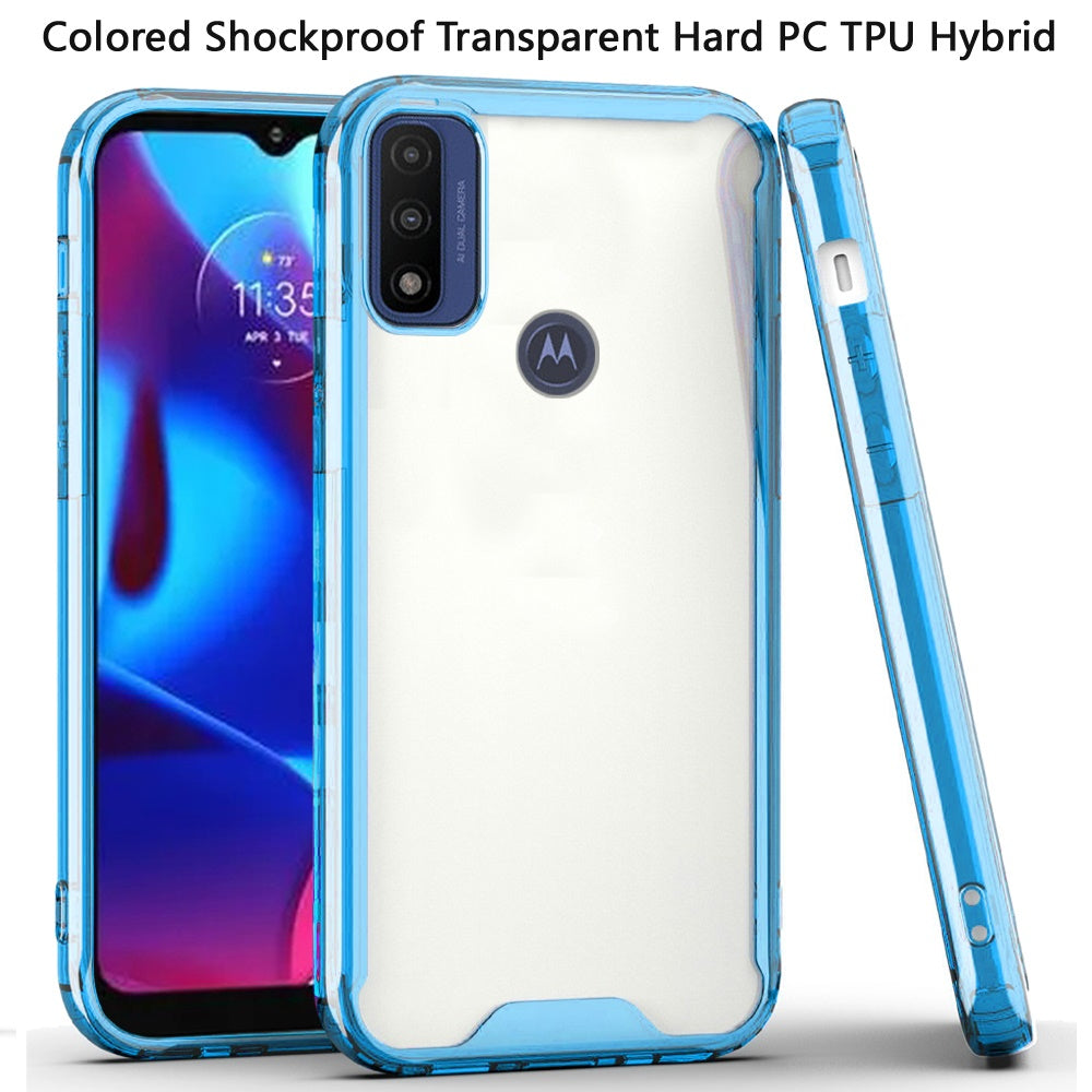 For Motorola Moto G Power 2022 Colored Shockproof Transparent Hard PC + Rubber TPU Hybrid Bumper Shell Thin Slim Protective  Phone Case Cover