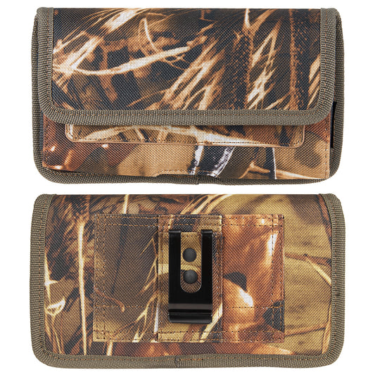 For Samsung Galaxy Note 8 Universal Horizontal Cell Phone Case Camo Print Holster Carrying Pouch with Belt Clip and 2 Card Slots fit XL Devices 7" [Camouflage]