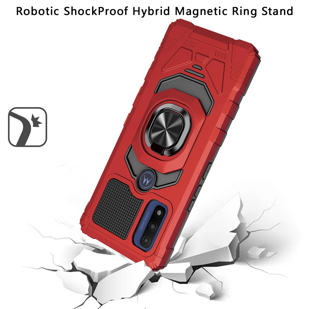 For Motorola Moto G Pure Hybrid Dual Layer with Rotate Magnetic Ring Stand Holder Kickstand, Rugged Shockproof Anti-Scratch Protective  Phone Case Cover