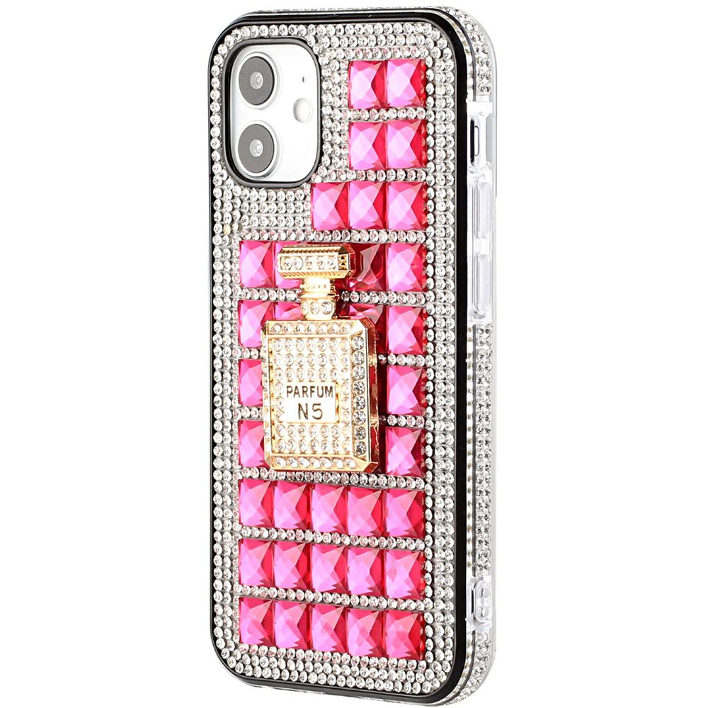 For Apple iPhone 12 Pro Max (6.7") Fashion Luxury 3D Bling Diamonds Rhinestone Jeweled Ornament Shiny Crystal Hybrid Hard  Phone Case Cover