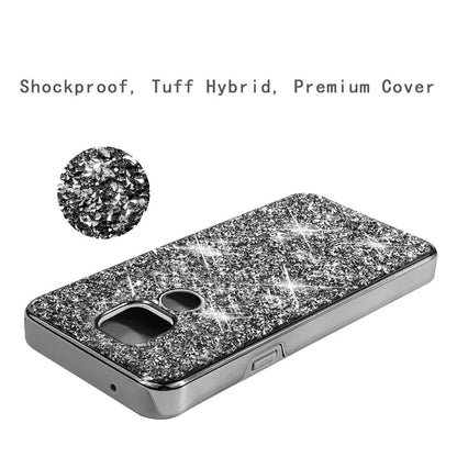 For Apple iPhone 13 (6.1") Bling Rhinestone Diamond Shiny Glitter Hybrid Bumper Dual Layer Rugged Shell Hard PC TPU Rubber  Phone Case Cover