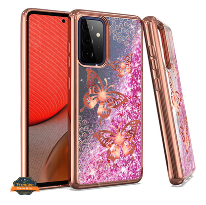 For Motorola Moto G Stylus 5G 2022 Quicksand Liquid Glitter Bling Flowing Fashion Hybrid Rubber TPU Chrome Plating Hard Butterfly Phone Case Cover