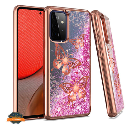 For Motorola Moto G 5G 2022 Quicksand Liquid Glitter Bling Flowing Sparkle Hybrid TPU Chrome Plating Rubber Hard PC Butterfly Phone Case Cover