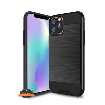 For TCL REVVL V Plus 5G Slim Rugged TPU + Hard PC Brushed Metal Texture Hybrid Dual Layer Defender Armor Shockproof  Phone Case Cover