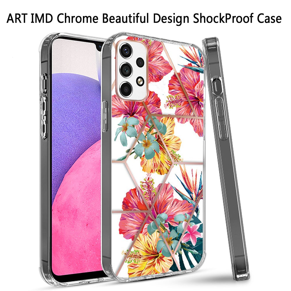 For Samsung Galaxy A33 5G Fashion Art Floral IMD Design Beautiful Flower Pattern Hybrid Protective Hard Rubber TPU Slim  Phone Case Cover