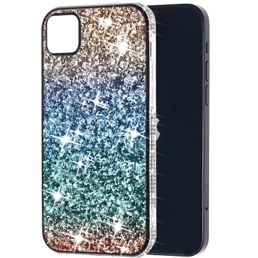 For Boost Mobile Celero 5G Rhinestone Sparkling Rainbow Gradual Glitter Full Diamond Bling Protective Hybrid Rugged Slim TPU  Phone Case Cover