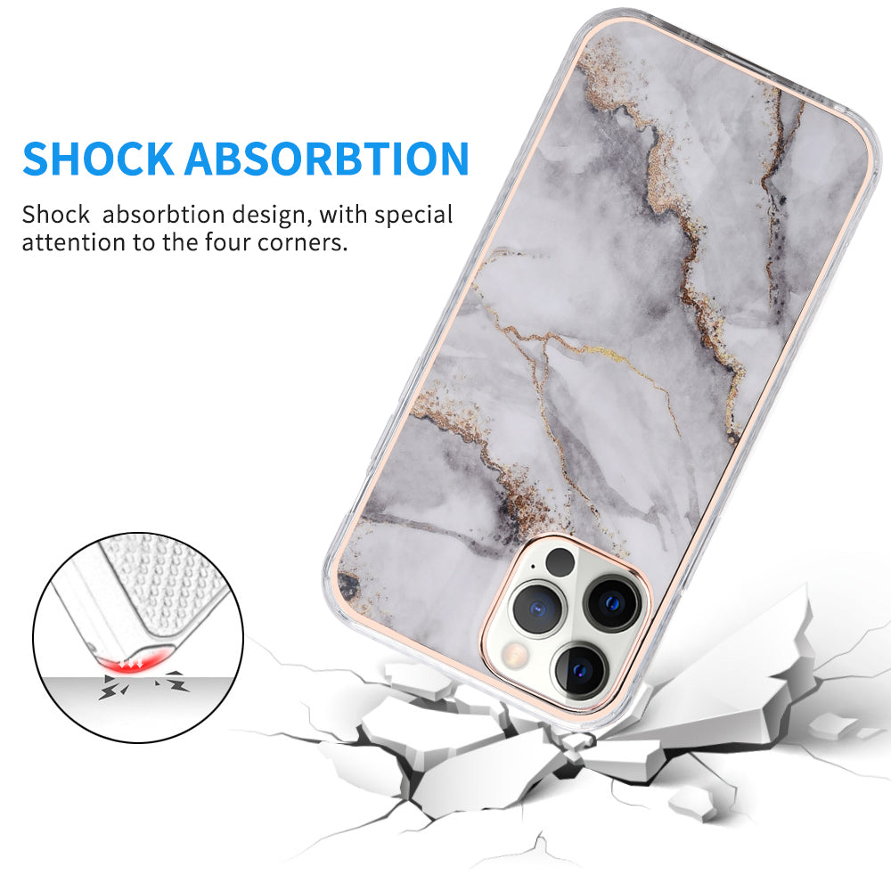 For Apple iPhone 13 /Pro Max Mini Fashion Marble Pattern IMD Design Gem Stone Hybrid Shockproof Bumper Rubber Slim Fit Hard PC  Phone Case Cover