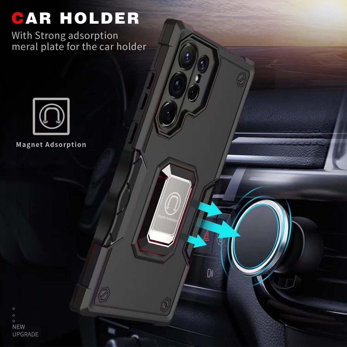 For Samsung Galaxy Z Fold 4 5G Heavy Duty Hybrid with Kickstand Ring Stand, Support Magnetic Car Mount Rugged TPU Shell  Phone Case Cover