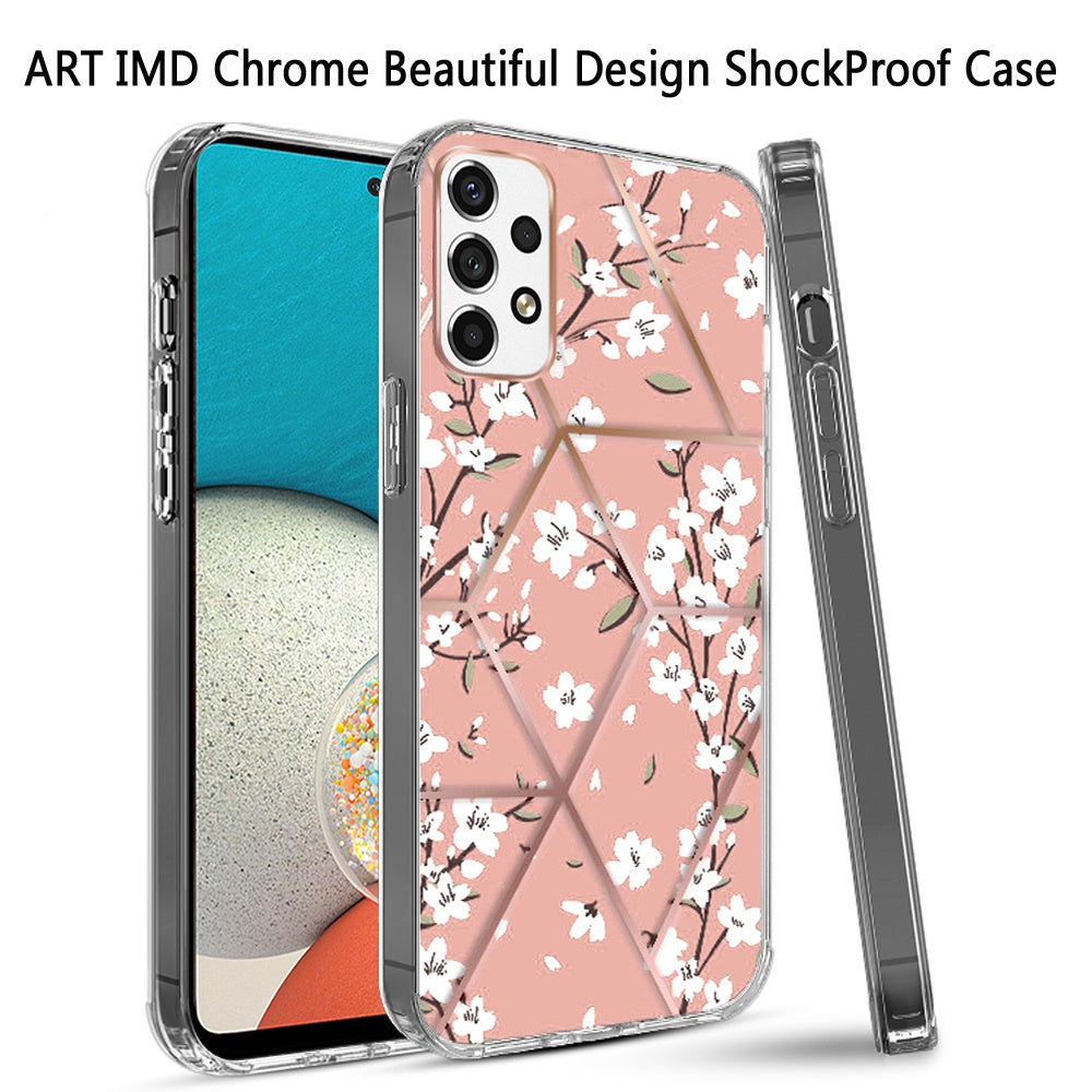 For Samsung Galaxy A53 5G Fashion Art Floral IMD Design Beautiful Flower Pattern Hybrid Protective Hard PC TPU Slim Back  Phone Case Cover