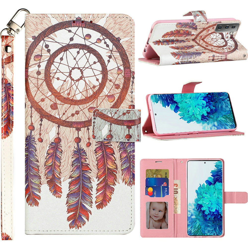 For Apple iPhone 13 (6.1") Design Wallet Case ID Money Credit Card Holder Leather Folio Pocket Flip Pouch & Strap  Phone Case Cover