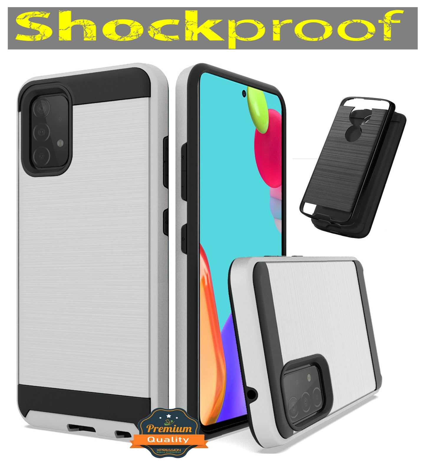 For Samsung Galaxy A33 5G Hybrid Rugged Brushed Metallic Design [Soft TPU + Hard PC] Dual Layer Shockproof Armor Impact  Phone Case Cover