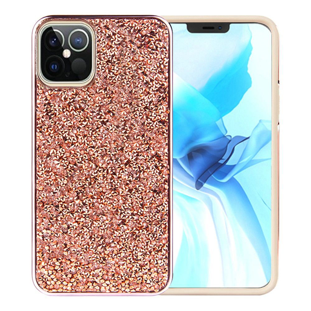 For Apple iPhone 13 Pro Max 6.7" Bling Rhinestone Diamond Shiny Glitter Hybrid Bumper Rugged Shell Hard PC TPU Rubber  Phone Case Cover