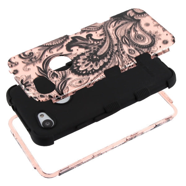 For Google Pixel 3A XL Hybrid Three Layer Hard PC Shockproof Heavy Duty TPU Rubber Anti-Drop Phoenix Flower Phone Case Cover