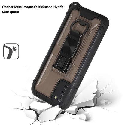 For Samsung Galaxy A02S Heavy Duty Military Grade Rugged Hybrid with Magnetic Kickstand, Carabiner, Bottle Beer Opener Shockproof  Phone Case Cover