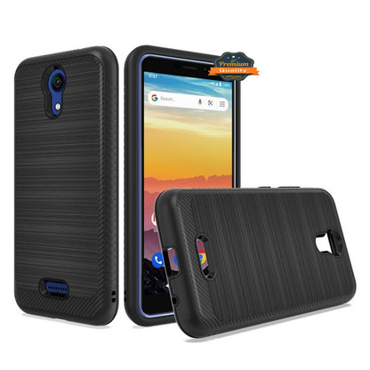 For Cricket Vision 3 Brushed Metal Texture Hybrid Dual Layer Defender TPU PC Rugged Shockproof Armor Carbon Fiber Design  Phone Case Cover