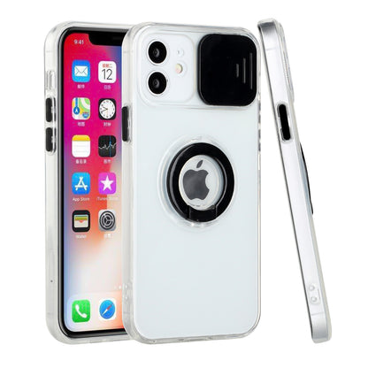 For Apple iPhone 13 Pro Max (6.7") Transparent Cases with Ring Stand & Camera Window, Slide Lens Protection Hybrid Shockproof  Phone Case Cover