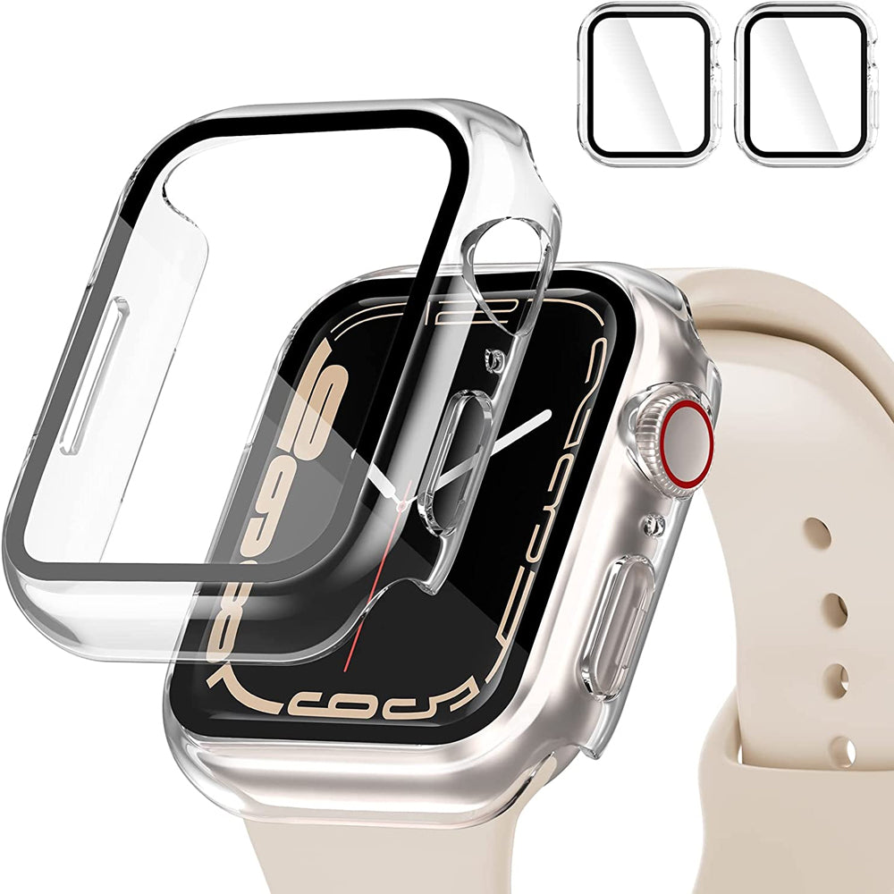 For Apple Watch Ultra 49mm Clear Transparent PC with Built in Screen Protector Snap-on Full Cover Shell Rubber TPU + Hard PC Frame Clear