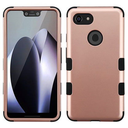 For Google Pixel 3 XL Hybrid Three Layer Hard PC Shockproof Heavy Duty TPU Rubber Anti-Drop Rose Gold Black Phone Case Cover