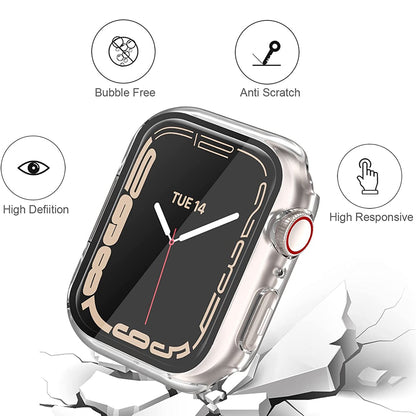 For Apple Watch Series 8 /7 (41mm) Slim PC with Built in Clear Screen Protector Snap-on Full Coverage Shell TPU + Hard PC Frame for iWatch 41 MM Series 8 /7 Black