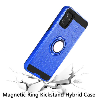 For Samsung Galaxy A13 5G Hybrid Ring Stand Brushed with Rotating Ring Magnetic Bracket Dual Layer TPU Shockproof Texture Rugged  Phone Case Cover