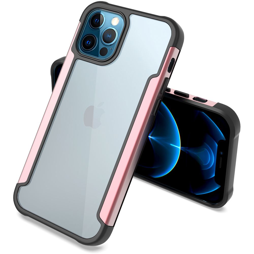 For Apple iPhone 13 (6.1") Hybrid Aluminum Alloy Metal Clear Transparent Back PC TPU Bumper Shockproof  Phone Case Cover