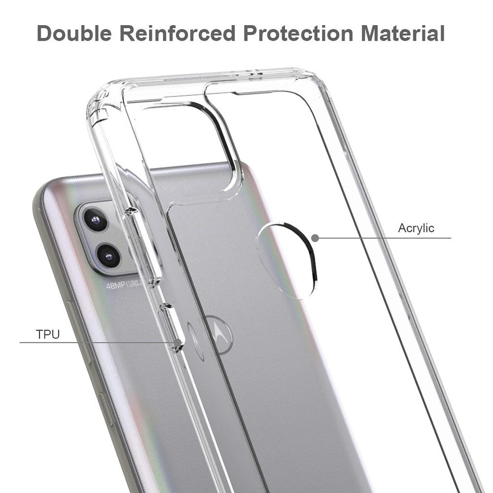 For T-Mobile Revvl 6 5G Hybrid Slim Crystal Clear Transparent Shock-Absorption Bumper with TPU + Hard PC Back Frame Clear Phone Case Cover