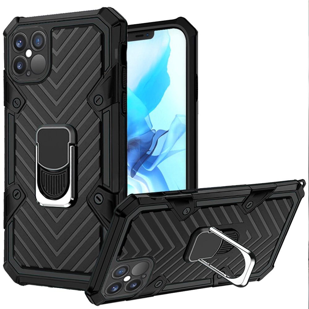 For Apple iPhone 13 Pro (6.1") with Magnetic Ring Holder 360° Rotating Kickstand PC & TPU Dual Layer Hybrid Full-Body Drop Proof Rugged  Phone Case Cover