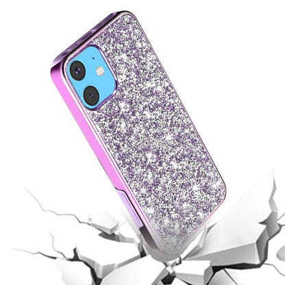 For Apple iPhone 11 (6.1") Bling Rhinestone Diamond Shiny Glitter Hybrid Dual Layer Defender Rugged Shell Hard PC TPU Rubber Black Phone Case Cover