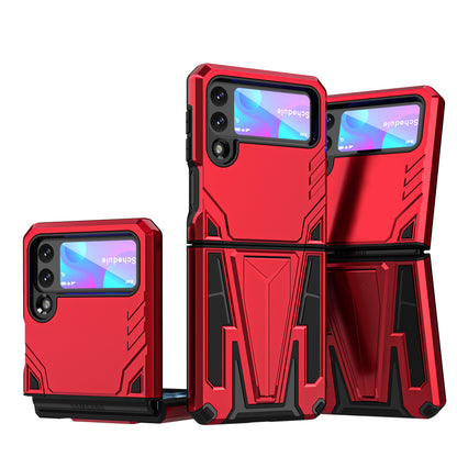 For Samsung Galaxy Z Flip 4 5G Hybrid Armor Rugged with Kickstand, Supports Magnetic Car Mount Dual Layer Hard PC  Phone Case Cover