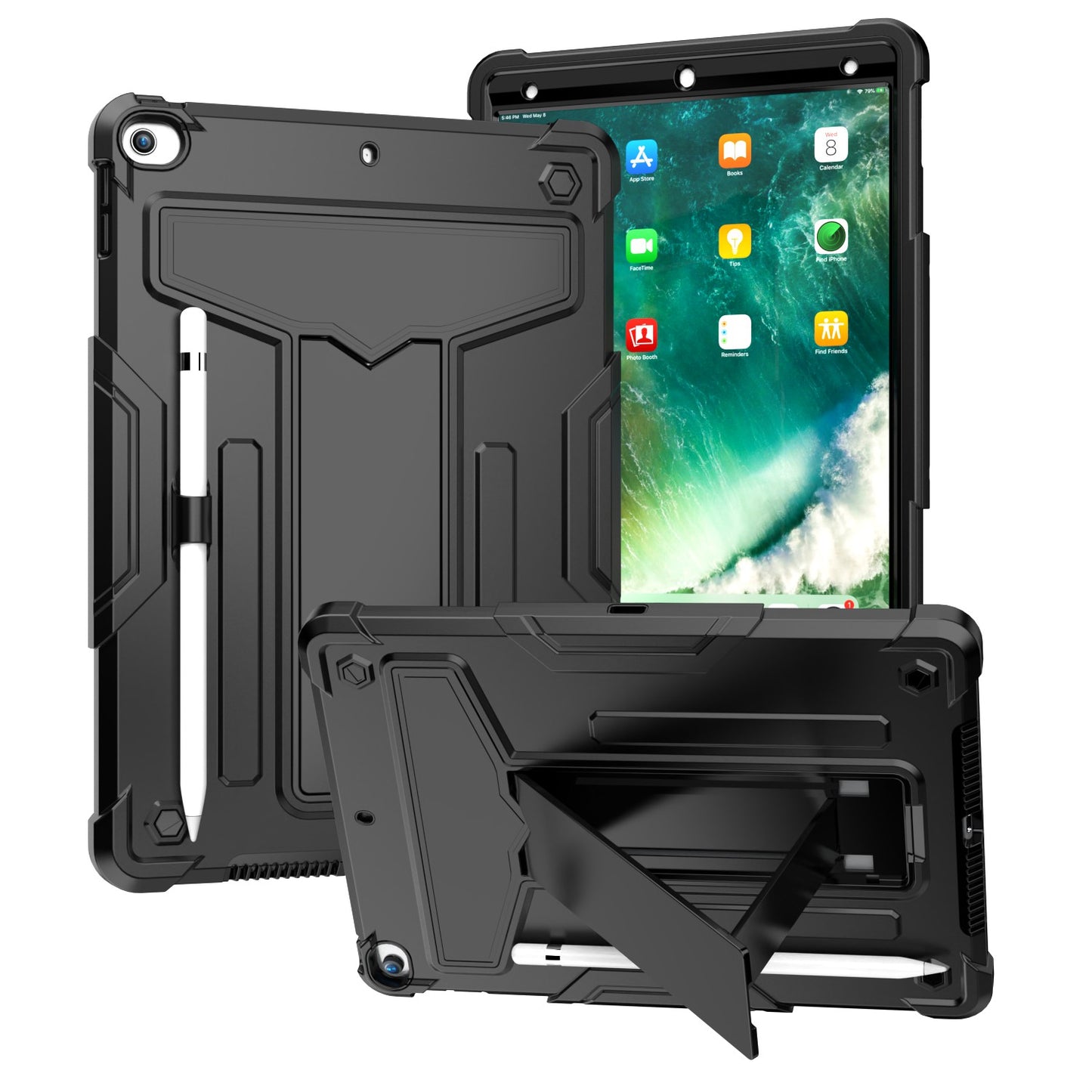 Case for Samsung Galaxy Tab S6 Lite 10.4" Tough Hybrid Kickstand Vertical 3in1 Shockproof Anti-Scratch PC + Silicone Aromr Tablet Black Tablet Cover