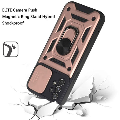 For Motorola Edge 2021 Hybrid Cases with Slide Camera Lens Cover and Ring Holder Kickstand Rugged Dual Layer Heavy Duty  Phone Case Cover