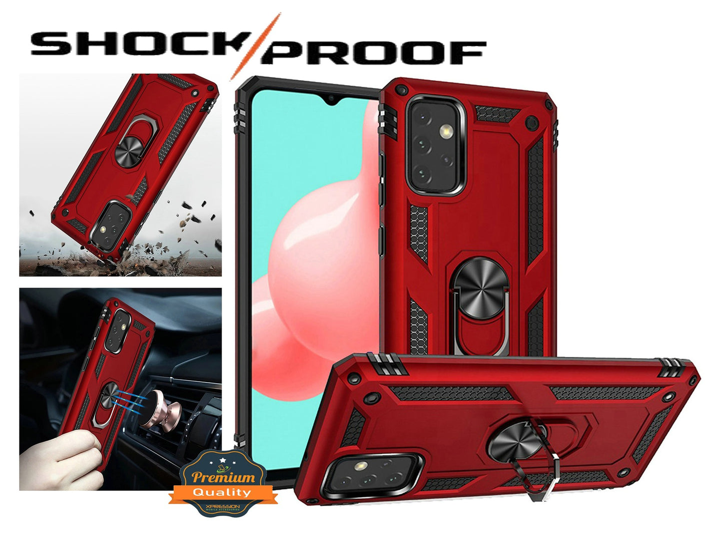 For Samsung Galaxy A13 5G Military Grade Heavy Duty Rugged Dual Layers Full Body Shockproof Hybrid Protection with Ring Kickstand  Phone Case Cover