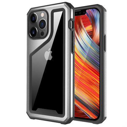 For Apple iPhone 12 Pro Max (6.7") Clear Hybrid Aluminum Alloy Protective Shockproof Hard Back Dual Layer Bumper Frame  Phone Case Cover