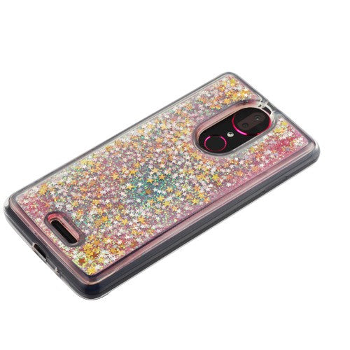 For Coolpad Revvl Plus (C3701A) Quicksand Liquid Glitter Bling Hybrid Flowing Sparkle Fashion Protector Skin Pink Phone Case Cover