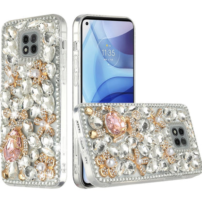 For Samsung Galaxy S22 Bling Clear Crystal 3D Full Diamonds Luxury Sparkle Rhinestone Hybrid TPU Protective Silver Panda Floral Phone Case Cover