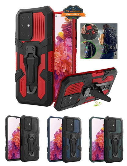 For Apple iPhone 13 (6.1") Rugged Heavy Duty Dual Layers Hybrid Shockproof Protective with Metal Clip Holder & Kickstand  Phone Case Cover