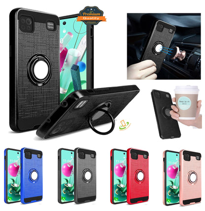 For Samsung Galaxy A13 5G Hybrid Ring Stand Brushed with Rotating Ring Magnetic Bracket Dual Layer TPU Shockproof Texture Rugged  Phone Case Cover